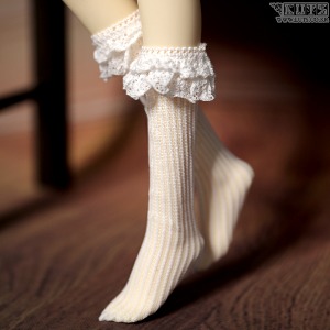 KDF frill half stockings white