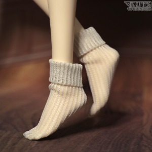 KDF Roll-Up Ankle Socks  beige